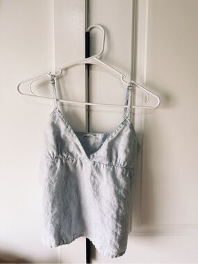 John Galt Light Blue Linen V-Neck Cami Top